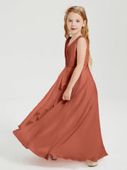 Abiti Damigella Stile Boho Lunghi In Chiffon Gonna A Cascata Ruggine