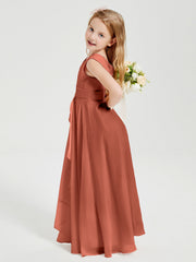 Abiti Damigella Stile Boho Lunghi In Chiffon Gonna A Cascata Ruggine