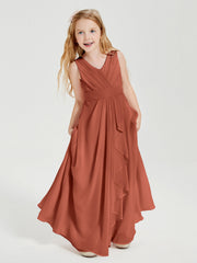 Abiti Damigella Stile Boho Lunghi In Chiffon Gonna A Cascata Ruggine