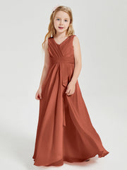 Abiti Damigella Stile Boho Lunghi In Chiffon Gonna A Cascata Ruggine
