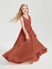 Abiti Damigella Stile Boho Lunghi In Chiffon Gonna A Cascata Ruggine