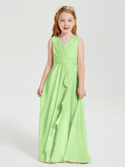 Abiti Damigella Stile Boho Lunghi In Chiffon Gonna A Cascata Salvia