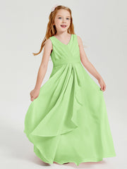 Abiti Damigella Stile Boho Lunghi In Chiffon Gonna A Cascata Salvia
