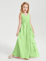 Abiti Damigella Stile Boho Lunghi In Chiffon Gonna A Cascata Salvia