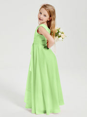 Abiti Damigella Stile Boho Lunghi In Chiffon Gonna A Cascata Salvia
