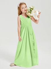 Abiti Damigella Stile Boho Lunghi In Chiffon Gonna A Cascata Salvia