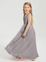Abiti Damigella Stile Boho Lunghi In Chiffon Gonna A Cascata Argento