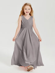 Abiti Damigella Stile Boho Lunghi In Chiffon Gonna A Cascata Argento