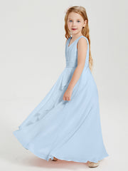 Abiti Damigella Stile Boho Lunghi In Chiffon Gonna A Cascata Blu Cielo
