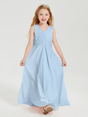 Abiti Damigella Stile Boho Lunghi In Chiffon Gonna A Cascata Blu Cielo
