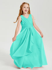 Abiti Damigella Stile Boho Lunghi In Chiffon Gonna A Cascata Azzurro Spa