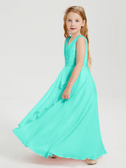 Abiti Damigella Stile Boho Lunghi In Chiffon Gonna A Cascata Azzurro Spa