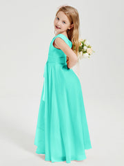 Abiti Damigella Stile Boho Lunghi In Chiffon Gonna A Cascata Azzurro Spa