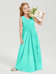 Abiti Damigella Stile Boho Lunghi In Chiffon Gonna A Cascata Azzurro Spa