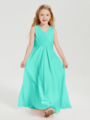 Abiti Damigella Stile Boho Lunghi In Chiffon Gonna A Cascata Azzurro Spa