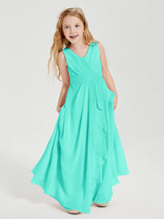Abiti Damigella Stile Boho Lunghi In Chiffon Gonna A Cascata Azzurro Spa