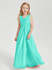 Abiti Damigella Stile Boho Lunghi In Chiffon Gonna A Cascata Azzurro Spa