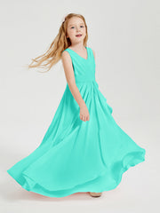 Abiti Damigella Stile Boho Lunghi In Chiffon Gonna A Cascata Azzurro Spa