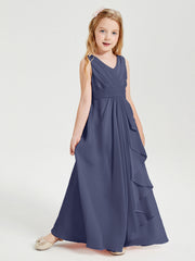 Abiti Damigella Stile Boho Lunghi In Chiffon Gonna A Cascata Tempesta