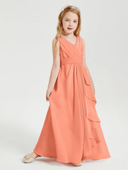 Abiti Damigella Stile Boho Lunghi In Chiffon Gonna A Cascata Tramonto