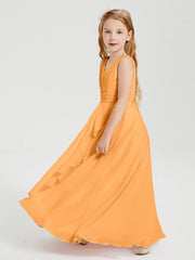 Abiti Damigella Stile Boho Lunghi In Chiffon Gonna A Cascata Mandarino