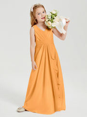 Abiti Damigella Stile Boho Lunghi In Chiffon Gonna A Cascata Mandarino