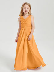 Abiti Damigella Stile Boho Lunghi In Chiffon Gonna A Cascata Mandarino