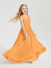 Abiti Damigella Stile Boho Lunghi In Chiffon Gonna A Cascata Mandarino