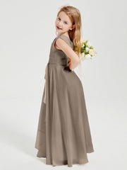 Abiti Damigella Stile Boho Lunghi In Chiffon Gonna A Cascata Tortora