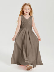Abiti Damigella Stile Boho Lunghi In Chiffon Gonna A Cascata Tortora