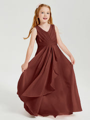 Abiti Damigella Stile Boho Lunghi In Chiffon Gonna A Cascata Terracotta