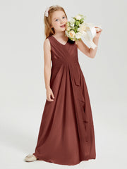 Abiti Damigella Stile Boho Lunghi In Chiffon Gonna A Cascata Terracotta