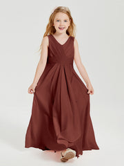 Abiti Damigella Stile Boho Lunghi In Chiffon Gonna A Cascata Terracotta