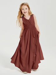 Abiti Damigella Stile Boho Lunghi In Chiffon Gonna A Cascata Terracotta