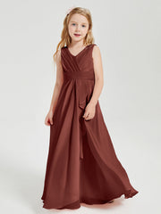 Abiti Damigella Stile Boho Lunghi In Chiffon Gonna A Cascata Terracotta