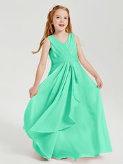 Abiti Damigella Stile Boho Lunghi In Chiffon Gonna A Cascata Turchese