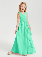 Abiti Damigella Stile Boho Lunghi In Chiffon Gonna A Cascata Turchese