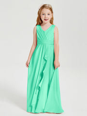 Abiti Damigella Stile Boho Lunghi In Chiffon Gonna A Cascata Turchese