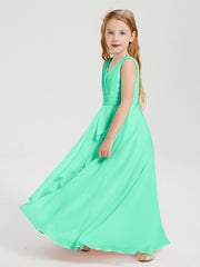 Abiti Damigella Stile Boho Lunghi In Chiffon Gonna A Cascata Turchese