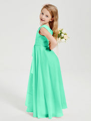 Abiti Damigella Stile Boho Lunghi In Chiffon Gonna A Cascata Turchese