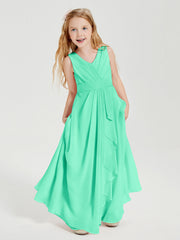 Abiti Damigella Stile Boho Lunghi In Chiffon Gonna A Cascata Turchese