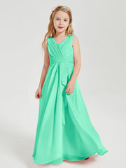 Abiti Damigella Stile Boho Lunghi In Chiffon Gonna A Cascata Turchese