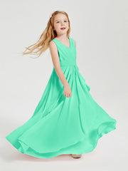 Abiti Damigella Stile Boho Lunghi In Chiffon Gonna A Cascata Turchese