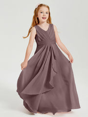 Abiti Damigella Stile Boho Lunghi In Chiffon Gonna A Cascata Malva Vintage