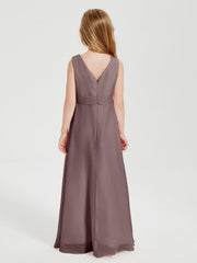 Abiti Damigella Stile Boho Lunghi In Chiffon Gonna A Cascata Malva Vintage