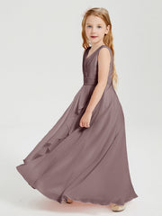 Abiti Damigella Stile Boho Lunghi In Chiffon Gonna A Cascata Malva Vintage