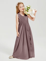Abiti Damigella Stile Boho Lunghi In Chiffon Gonna A Cascata Malva Vintage