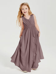 Abiti Damigella Stile Boho Lunghi In Chiffon Gonna A Cascata Malva Vintage