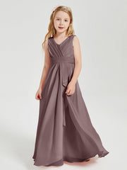 Abiti Damigella Stile Boho Lunghi In Chiffon Gonna A Cascata Malva Vintage