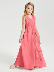 Abiti Damigella Stile Boho Lunghi In Chiffon Gonna A Cascata Cocomero